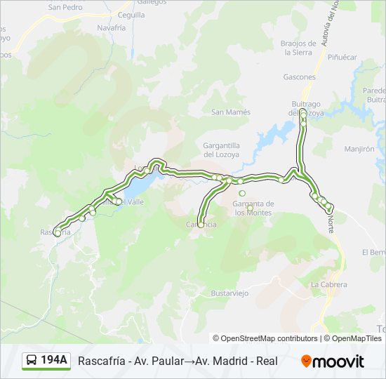 Mapa de 194A de autobús