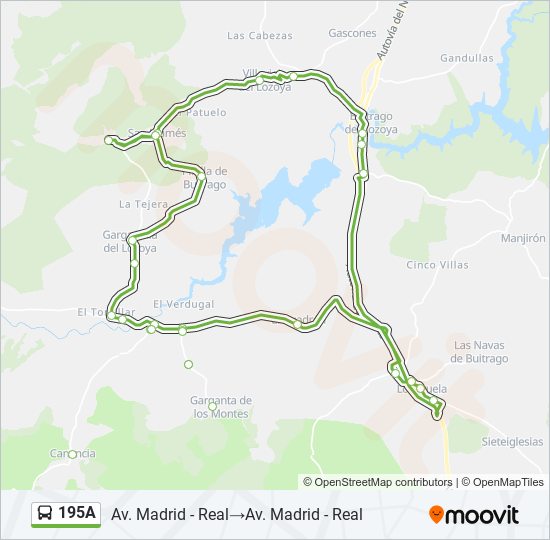 Mapa de 195A de autobús