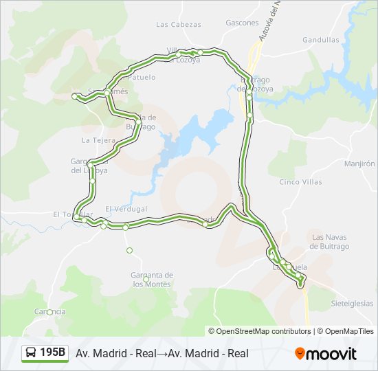 Mapa de 195B de autobús