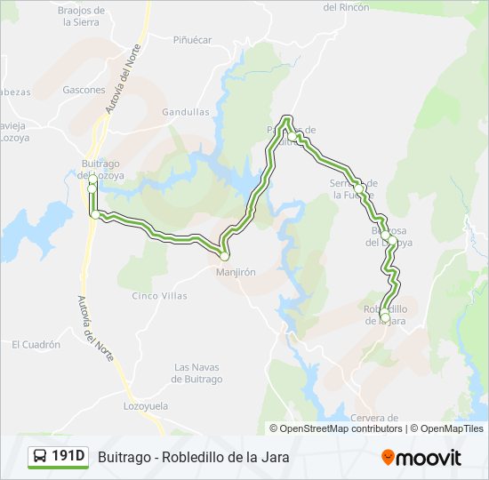 191D bus Mapa de línia