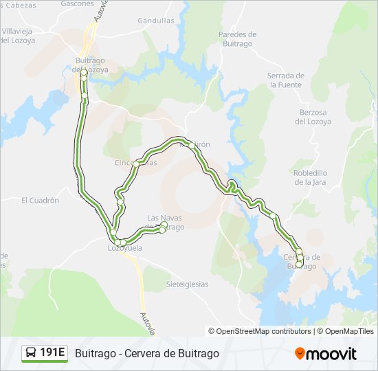 191E bus Mapa de línia