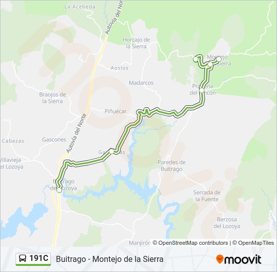 191C Bus Line Map