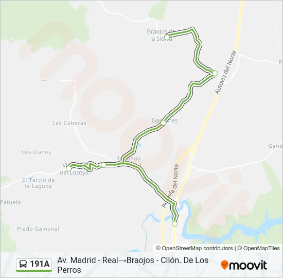 191A Bus Line Map