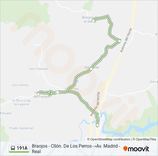 191A bus Mapa de línia