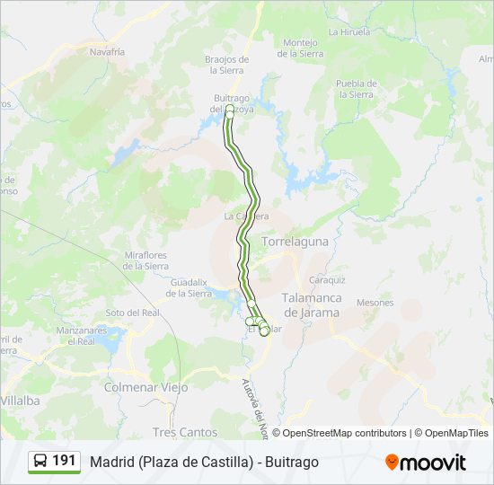 Mapa de 191 de autobús