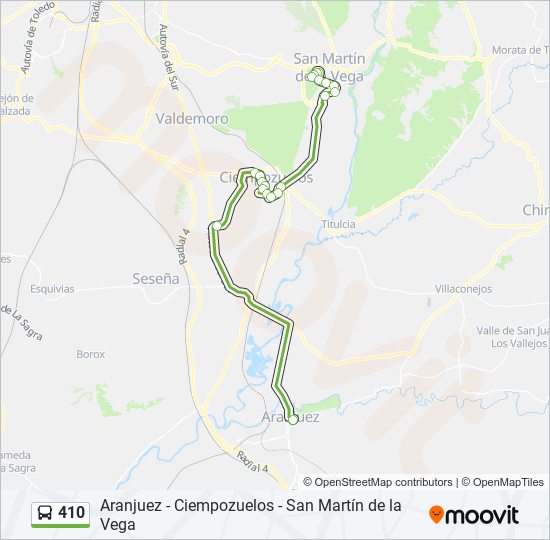 Mapa de 410 de autobús