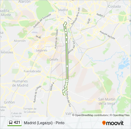 421 Bus Line Map