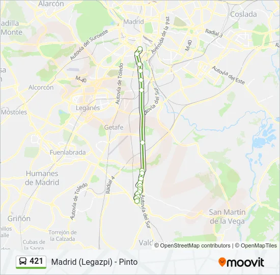 421 Bus Line Map
