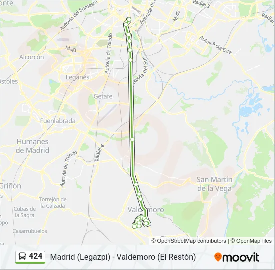 424 Bus Line Map