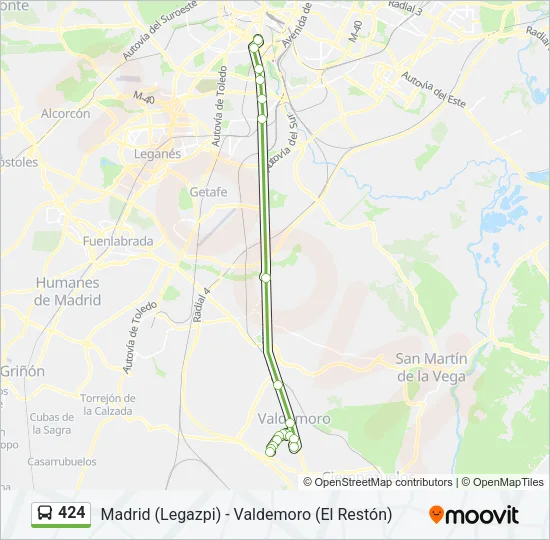 424 Bus Line Map