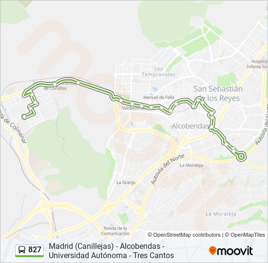 827 bus Line Map