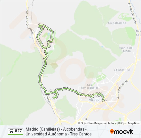 827 bus Line Map