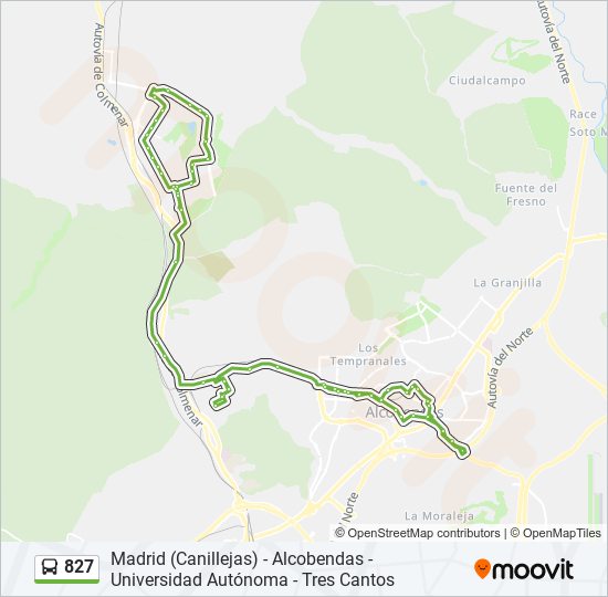 827 bus Mapa de línia