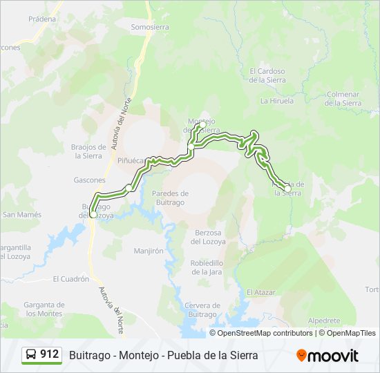 912 bus Mapa de línia