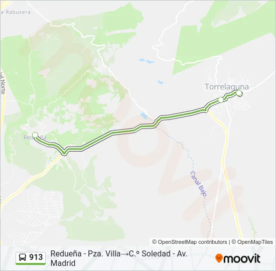 913 Bus Line Map