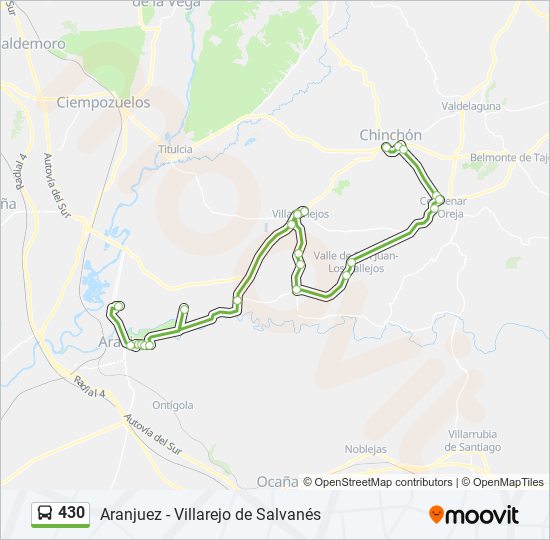 Mapa de 430 de autobús