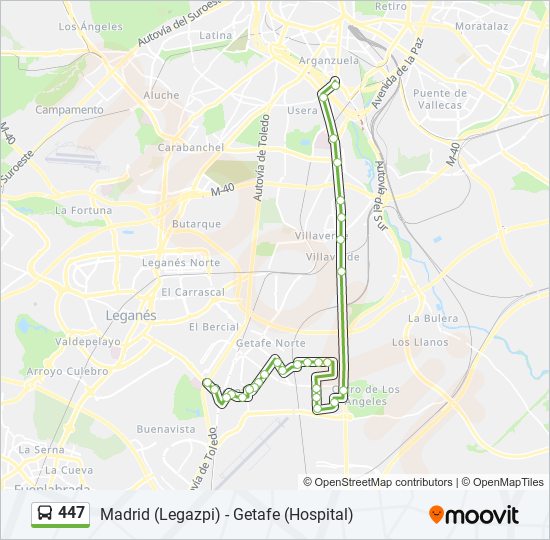 Mapa de 447 de autobús