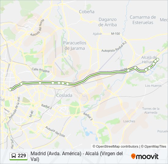 Mapa de 229 de autobús