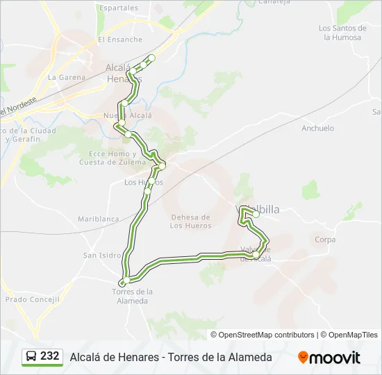232 Bus Line Map