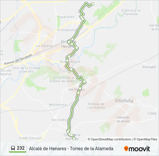 232 Bus Line Map