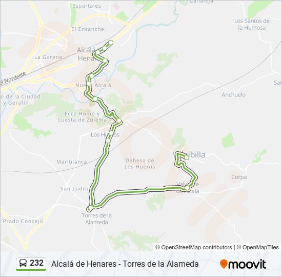 232 bus Mapa de línia