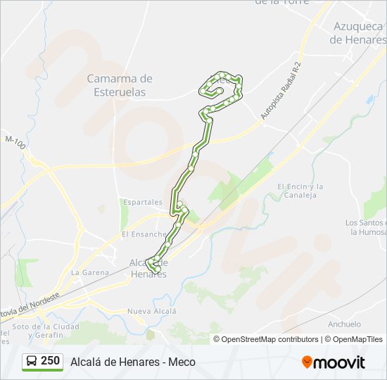 Mapa de 250 de autobús