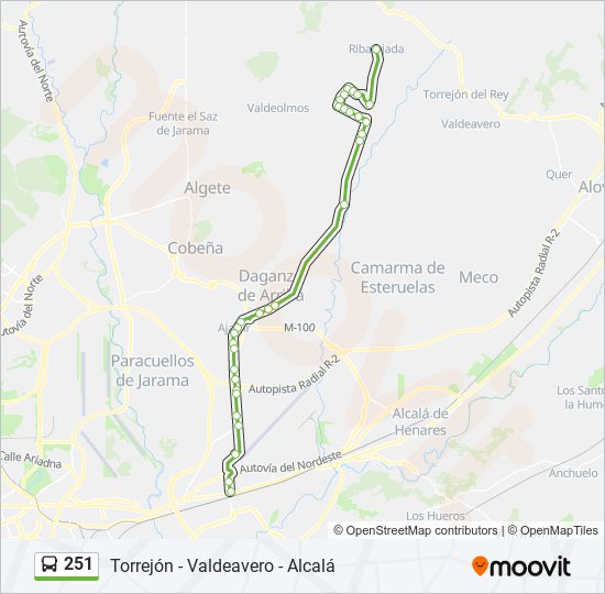 Mapa de 251 de autobús