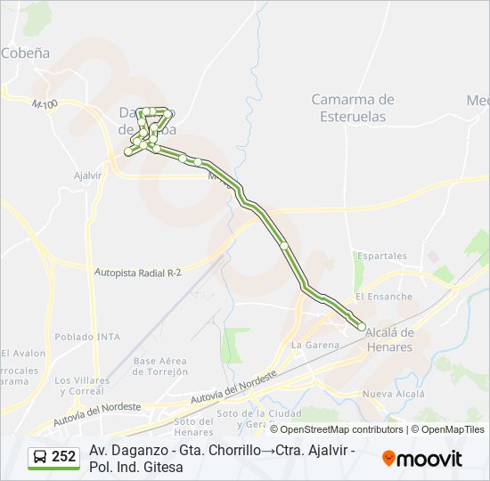 Mapa de 252 de autobús