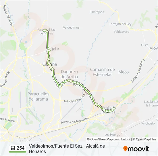 254 Bus Line Map