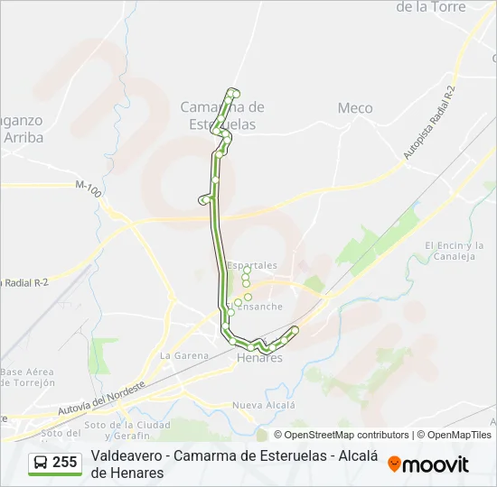 255 Bus Line Map