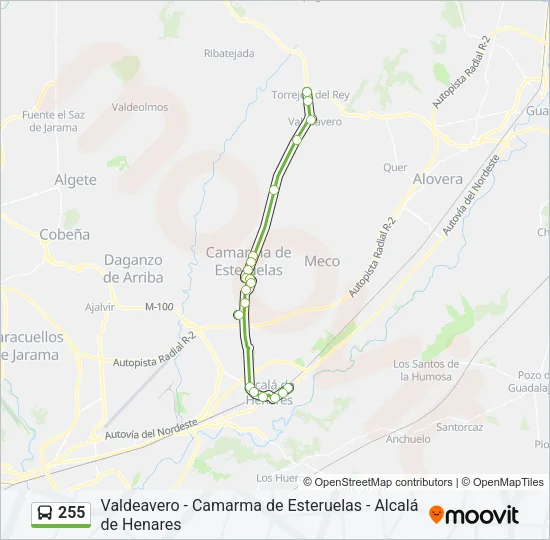 255 Bus Line Map