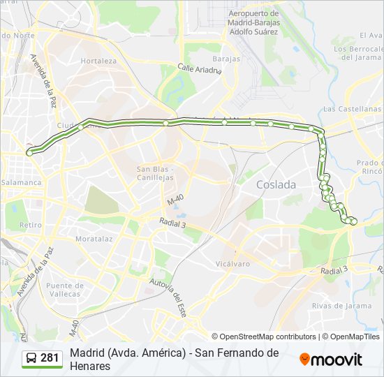 Mapa de 281 de autobús