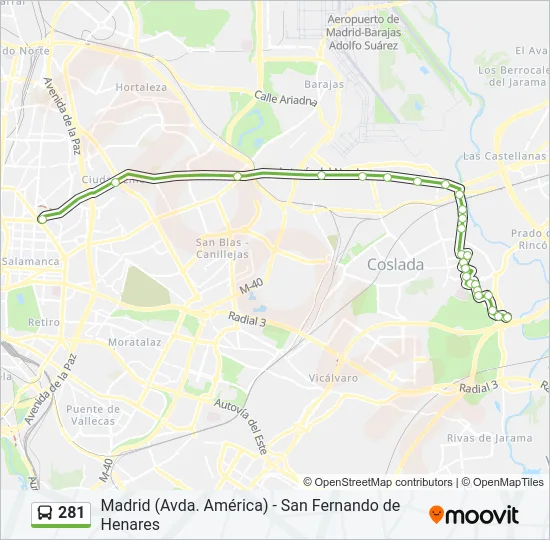 281 Bus Line Map