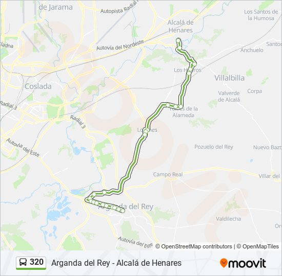 Mapa de 320 de autobús