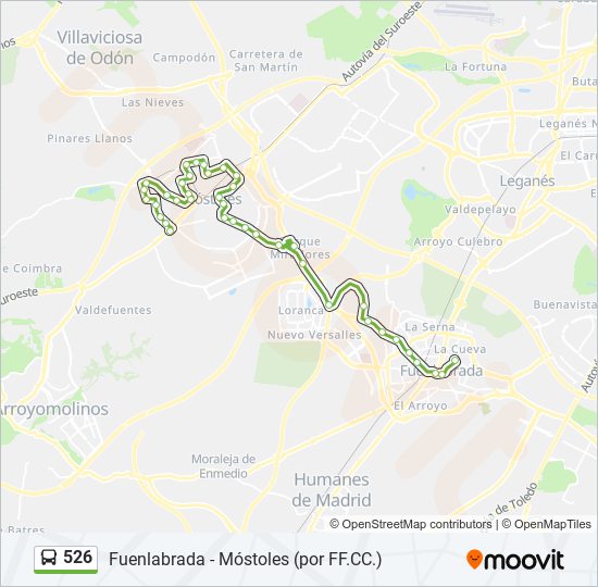 Mapa de 526 de autobús