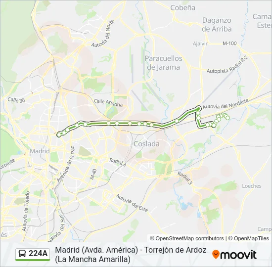 224A Bus Line Map