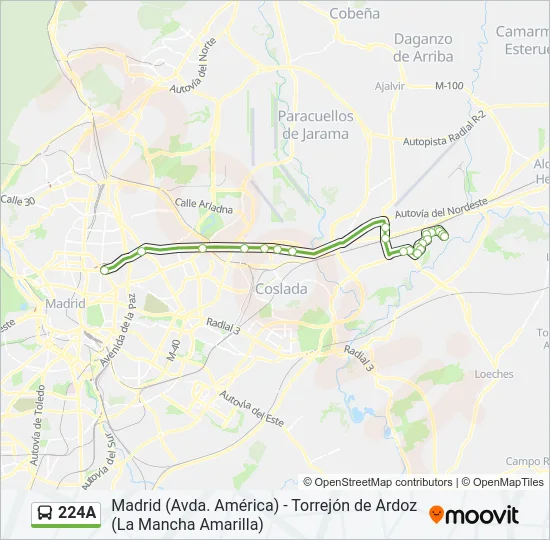 224A Bus Line Map