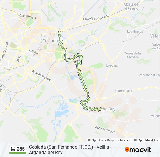 285 bus Mapa de línia