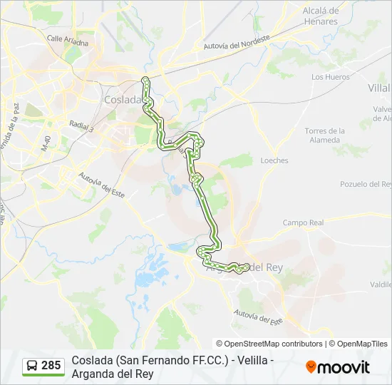 285 Bus Line Map