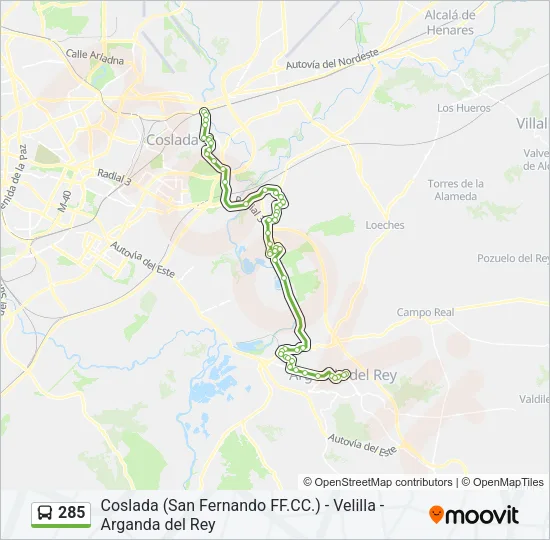 285 Bus Line Map