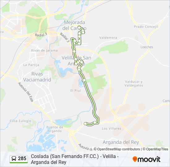 285 bus Mapa de línia