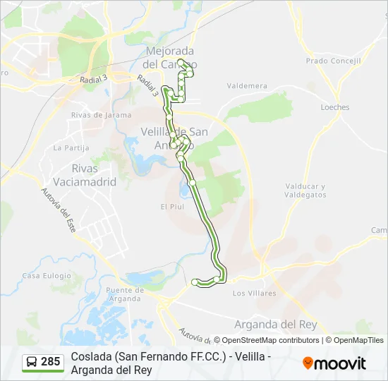 285 Bus Line Map