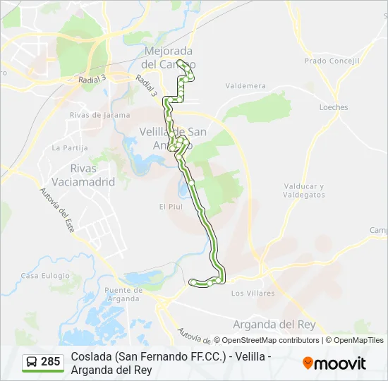 285 Bus Line Map
