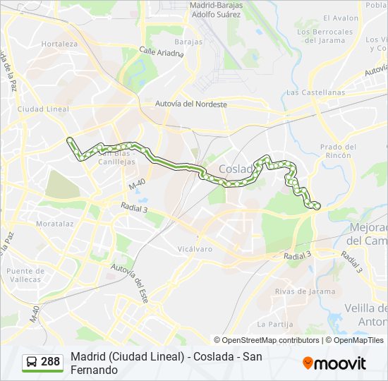 Mapa de 288 de autobús