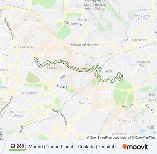 289 bus Mapa de línia