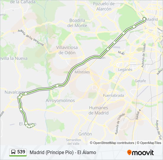 Mapa de 539 de autobús