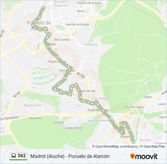 Mapa de 562 de autobús