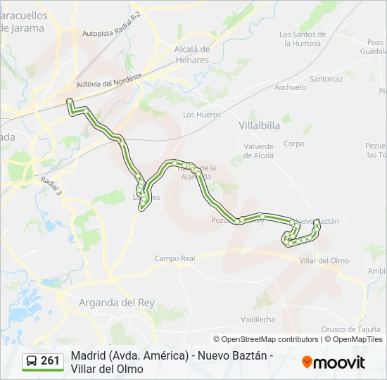 261 Bus Line Map