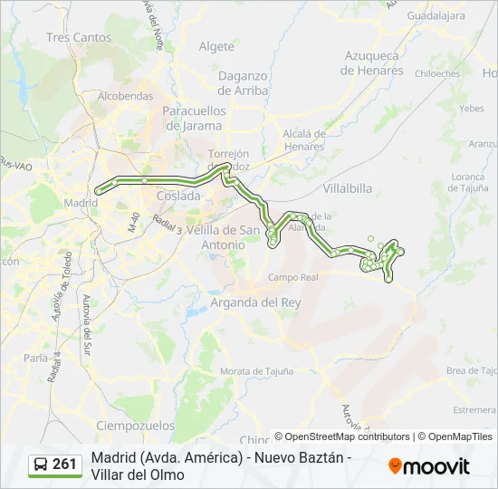261 Bus Line Map