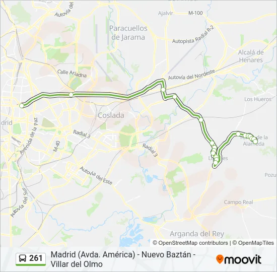 261 Bus Line Map
